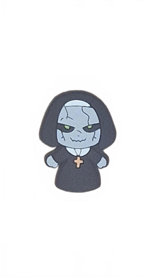 Scary zombie nun with cross Halloween shoe charm
